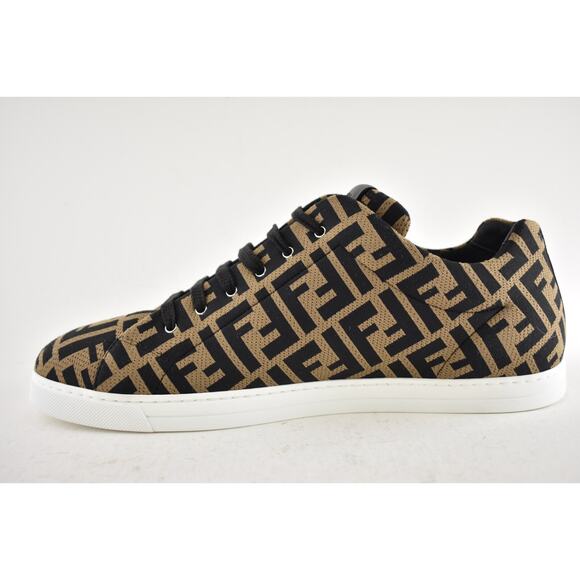 Fendi Forever Allover Logo Monogram Tabacco Brown Black Low Top Sneakers 12 13 - Picture 11 of 14